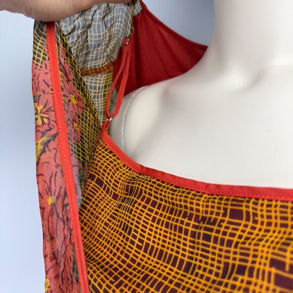 MARC JACOBS Silk Floral Designer Vibrant Red Yellow Summer Short sleeves Dress M - Picture 6 of 8